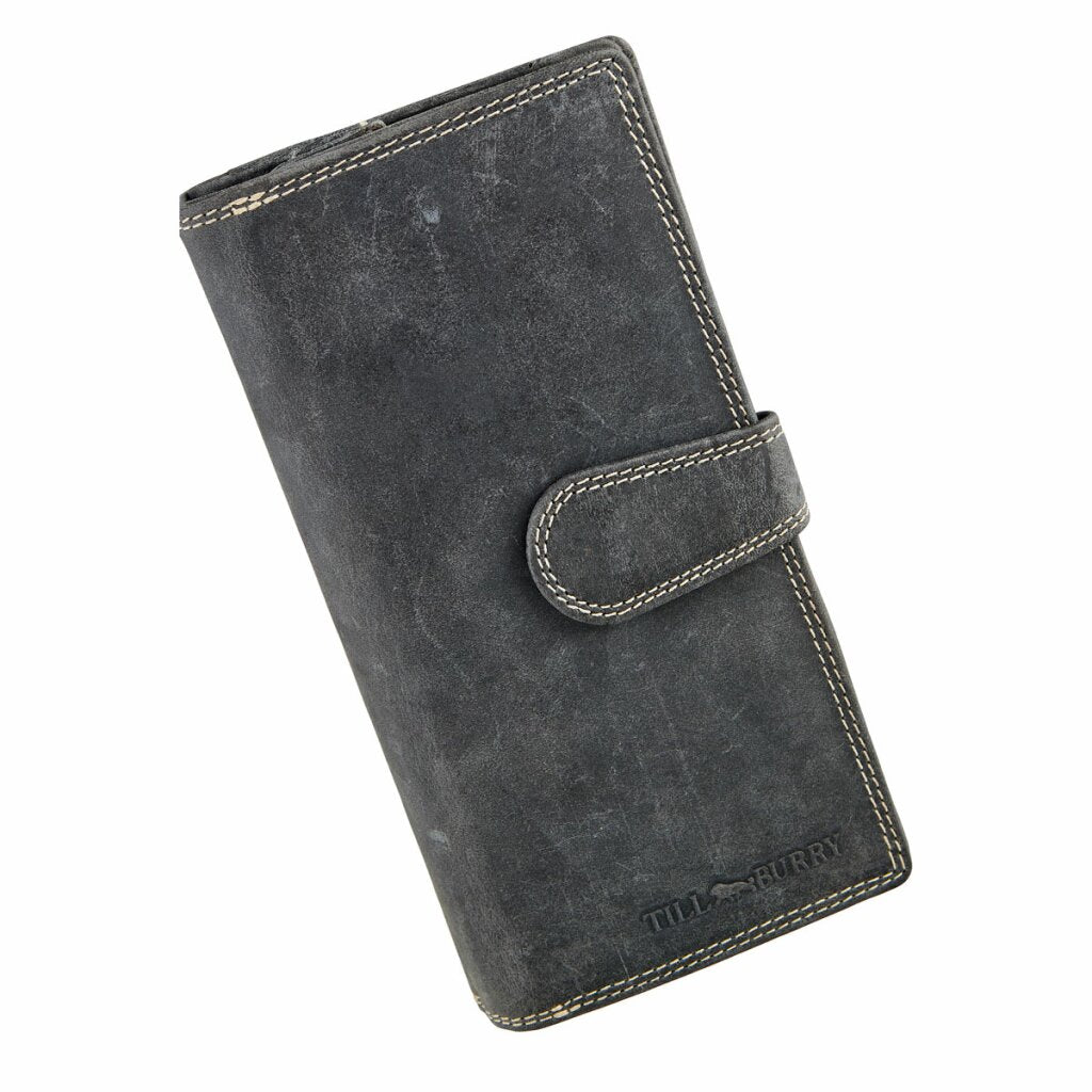 WILD REAL - Portemonnee Dames - Overslagportemonnee - Buffel Leder  - 17 x 10 x 3 cm - Inhoud 17 pasjes - Anti-Skim