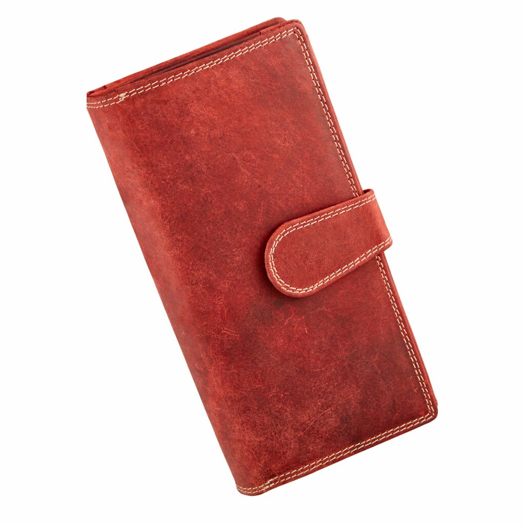 WILD REAL - Portemonnee Dames - Overslagportemonnee - Buffel Leder  - 17 x 10 x 3 cm - Inhoud 17 pasjes - Anti-Skim